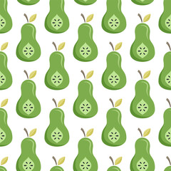 Pear fruit seamless vector pattern