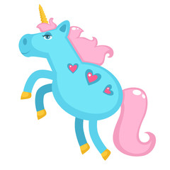 Unicorn with horn and tail, pony with hearts