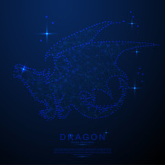 Abstract dragon in the space, low poly style design
