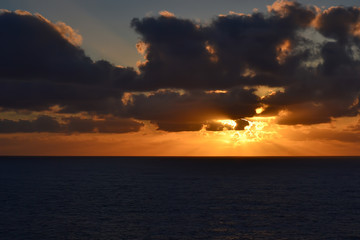 scenic view on the ocean at sunset. beutiful sky on the sunset