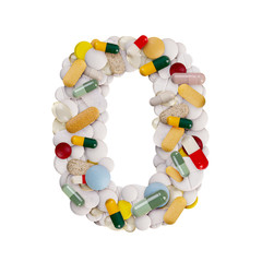 Number 0 made of pills