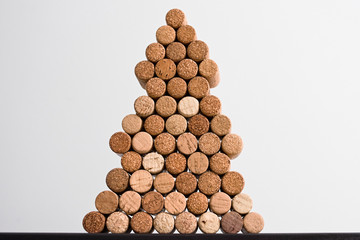 Wine cork in the shape of a Christmas tree on a white background