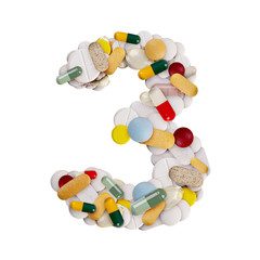 Number 3 made of pills