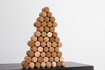 Wine cork in the shape of a Christmas tree on a white background
