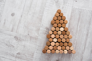 Wine cork in the shape of a Christmas tree on a white background