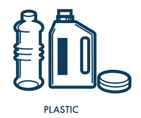 Bottles plastic capacity symbol outline view of garbage vector