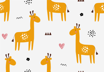 Giraffe pattern, background with tropical animal.