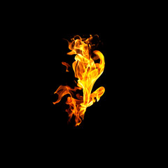 Fire flames on black background