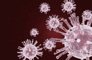 3D render image of the corona virus cells or covid19 inside the body.