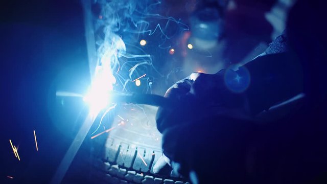 Welder Welding Steel Construction Slowmotion