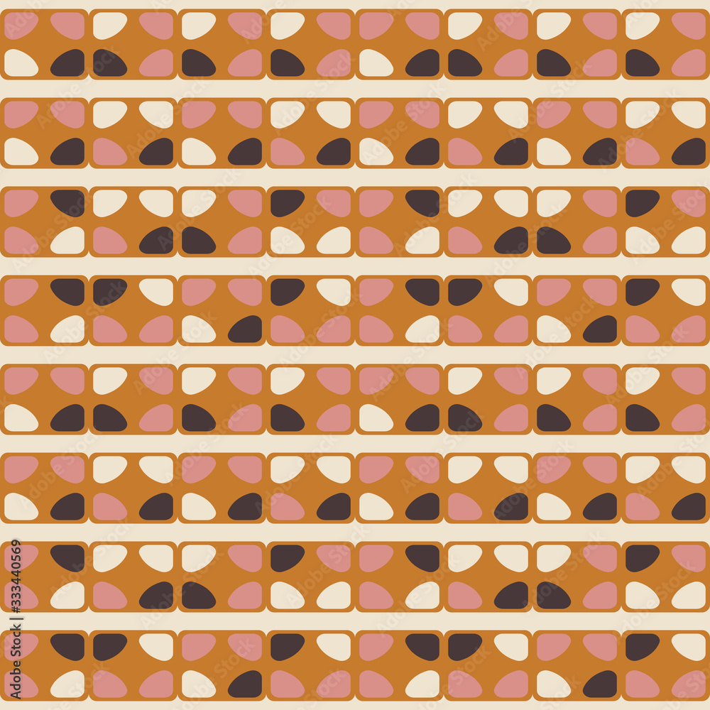Aufkleber Geometric seamless pattern. Vector background with simple shapes like semi cirles and squares in neutral muted pastel colors.