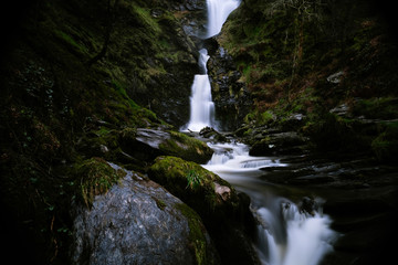 Long exposure of the Pistyll Rhaeadr waterfall in Wales