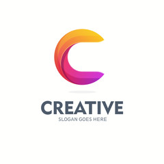 Creative C Letter Vector Logo Design Template. Colorful K Letter Alphabet Collection.