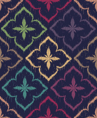 Vector seamless pattern design with ikat ornaments