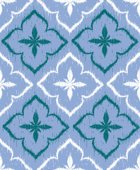 Vector seamless pattern design with ikat ornaments