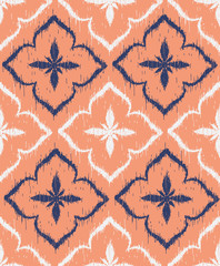 Vector seamless pattern design with ikat ornaments