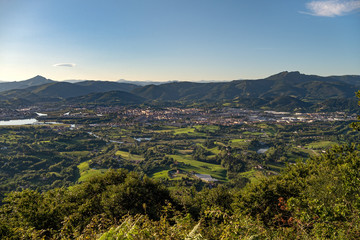 Fototapeta na wymiar Panoramic view of Irun, Basque Country on the early morning. Summer landscape. Famous travel destination