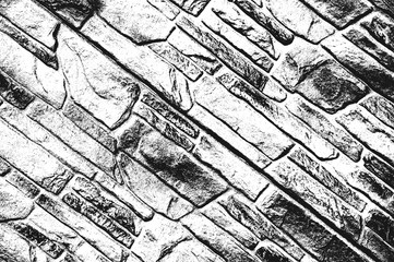 Distress old brick wall texture. Black and white grunge background.