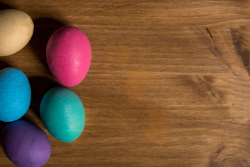 easter eggs on wooden background