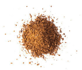 coffee powder isolated on white background top view