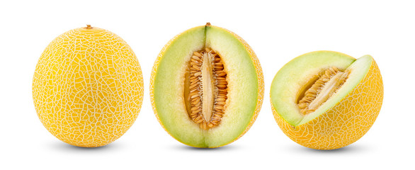 cantaloupe melon on white background. full depth of field