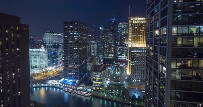 Chicago downtown timelapse sunset to twilight 4K