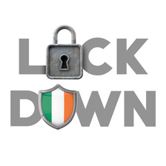 Ireland country lockdown concept during global crisis. 3D Render