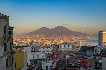 A look at Mount Vesuvius from the city of Naples Italy