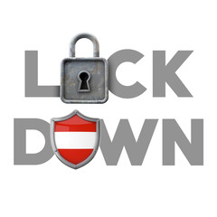 Austria country lockdown concept during global crisis. 3D Render