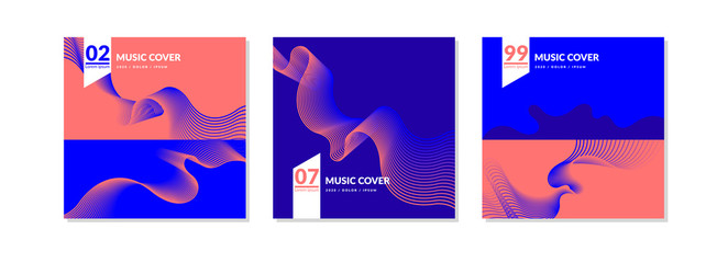 Obraz na płótnie Canvas A set of music covers with abstract elements in a flat style. Template for the design.