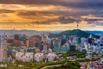Seoul city and seoul tower at morning. seoul korea.