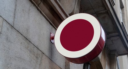 blank concrete wall street store template signage circle mockup