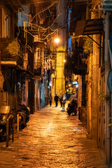 The beautiful city of Naples Italy at night