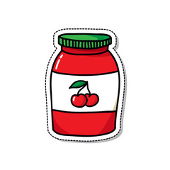 cherry jam doodle icon, vector illustration