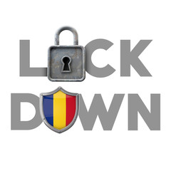 Romania country lockdown concept during global crisis. 3D Render