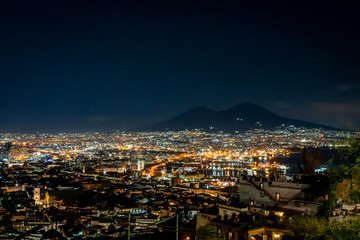 The beautiful city of Naples Italy at night