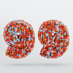 Number 99 3D Text Illustration, Digits With Pink And Sky Colors Stars, 3D Render In 4K Resolution, Isolated On White Background, With Shadow ..