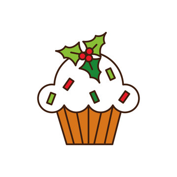 merry christmas cupcake with leafs and seeds