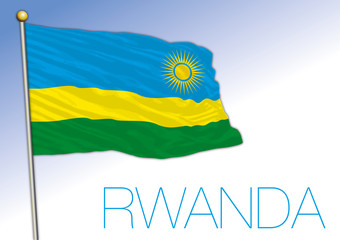 Rwanda official national flag and coat of arms, african country, vector illustration