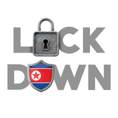 North Korea country lockdown concept during global crisis. 3D Render