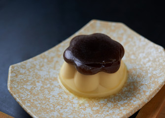 Custard pudding with caramel topping