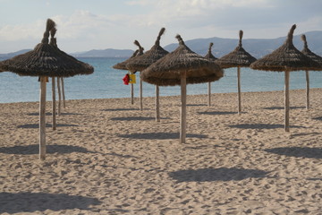 empty beach in arenal, island mallorca, balearic islands, spain,