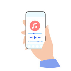 Phone music player in hand