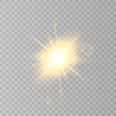 Sun flare isolated on transparent background