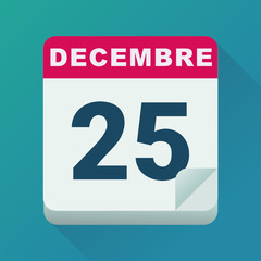 Calendrier 25 décembre noël (flat design)