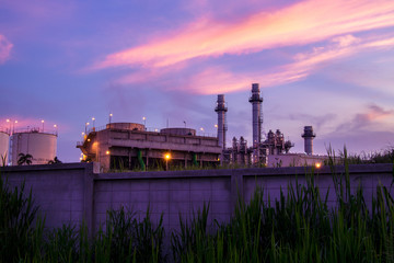 Natural Gas Combined Cycle Power Plant with sunset