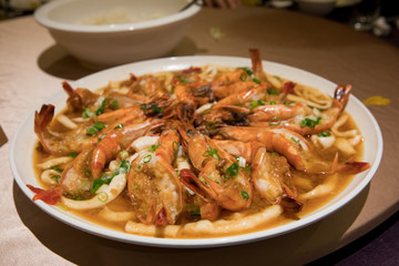 Delicious Taiwanese shrimp dish sauce orange