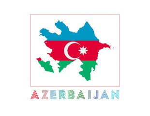 Azerbaijan Logo. Map of Azerbaijan with country name and flag. Classy vector illustration.