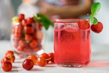 Cherries drink with fresh cherry, Cherry juice