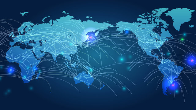 青いグローバルネットワークサイバーコミュニケーションITイメージ背景